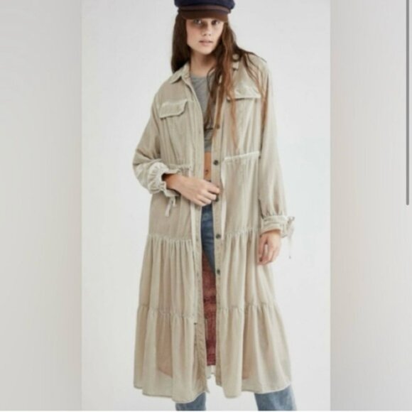 Free People Tops - 🎉NWT Free People velvet Bella Donna Duster jacket cream XL ivory missing ties